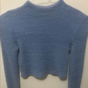 Zara Dusty Blue Fuzzy Turtleneck Sweater - Women